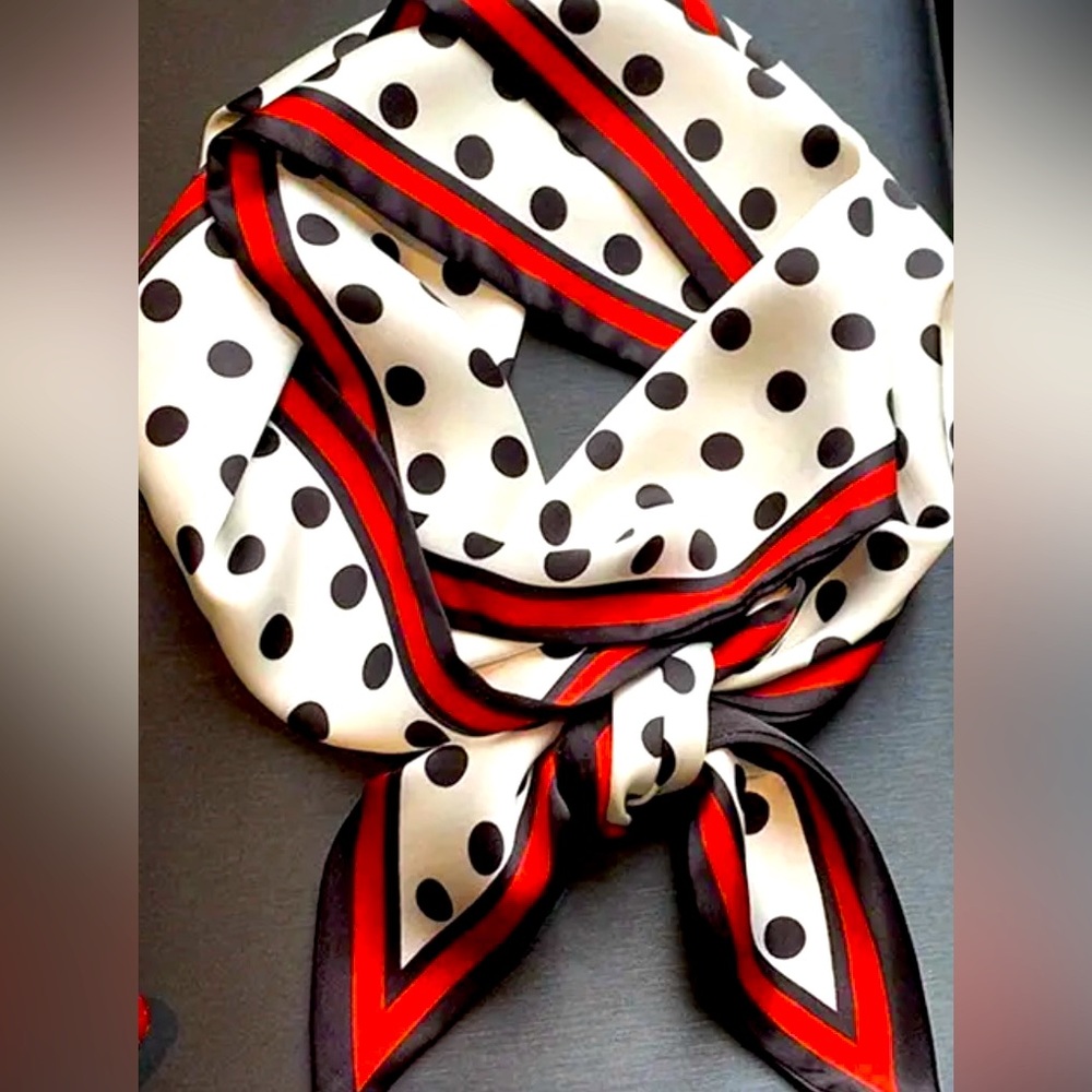 New Polka Dot Scarf -Black, White, and Red